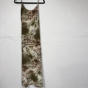 Fiuretti Brown Green Tie Dye Sleeveless Maxi Dress Womens M Beachy Summer Casual